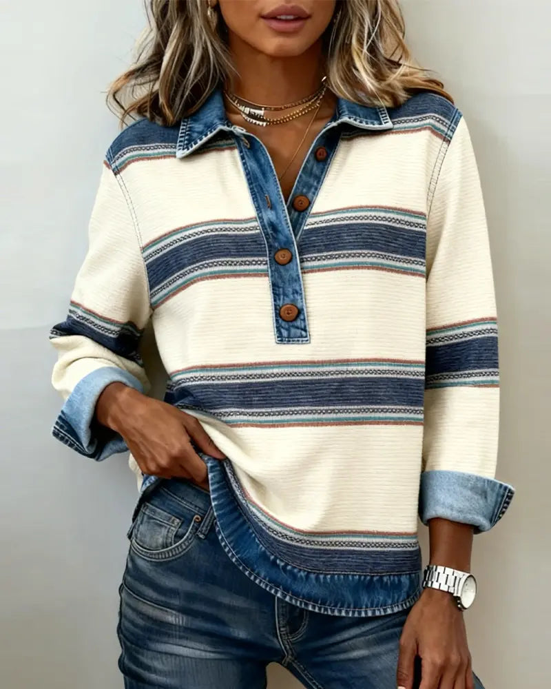 Freya | Color-Block Collared Sweater for Women