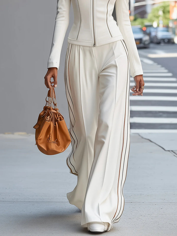 Lena | Round-Neck Top and Wide-Leg Pants Set for Women