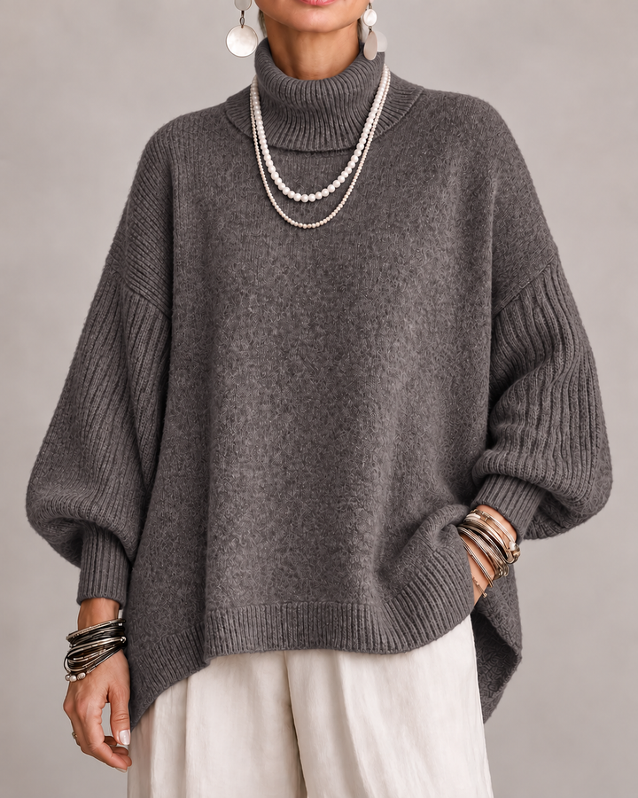 Ada | Draped High-Neck Sweater for Women in Brown