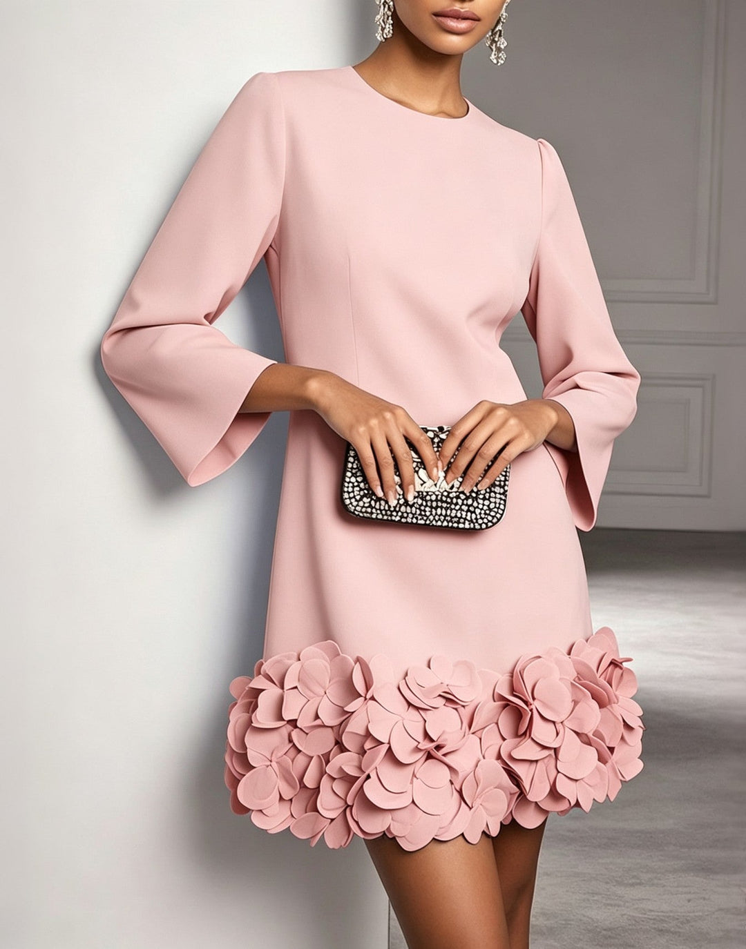Lucie | Long-Sleeve Mini Dress for Women in Pink