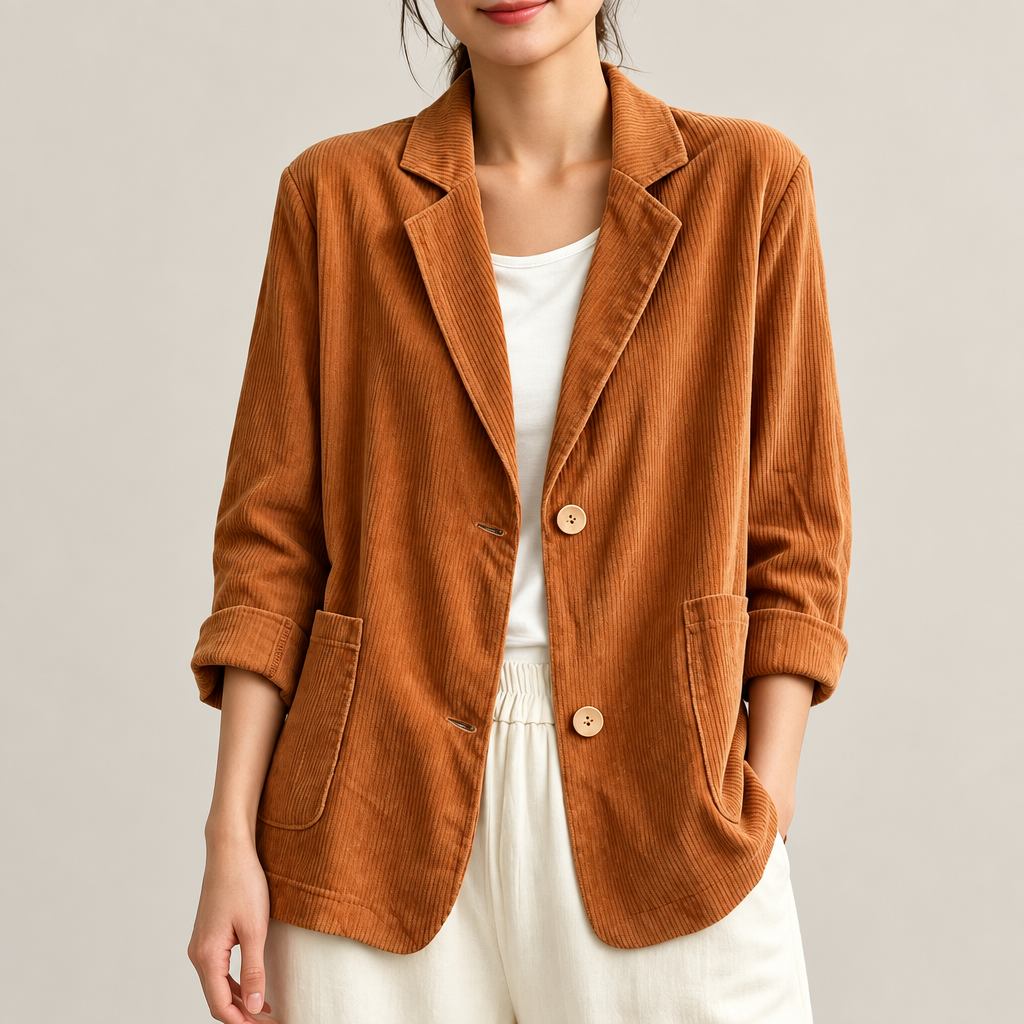 Vera | Notched-Lapel Blazer for Women in Orange