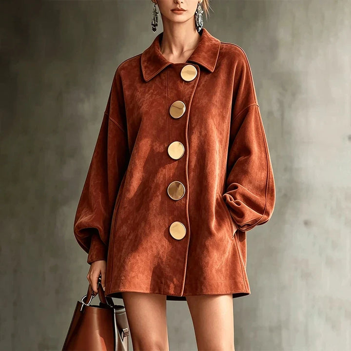 Iris | Mid-Length Lapel Jacket for Women in Orange