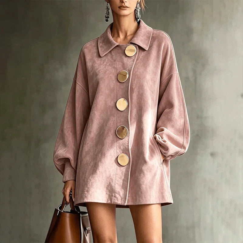 Iris | Mid-Length Lapel Jacket for Women in Pink