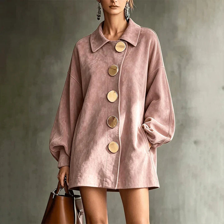 Iris | Mid-Length Lapel Jacket for Women in Pink