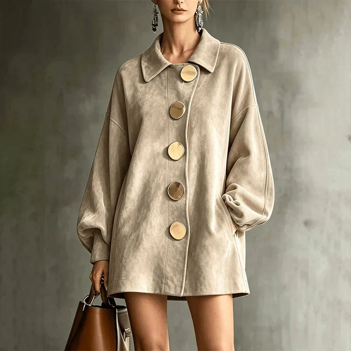 Iris | Mid-Length Lapel Jacket for Women in Apricot