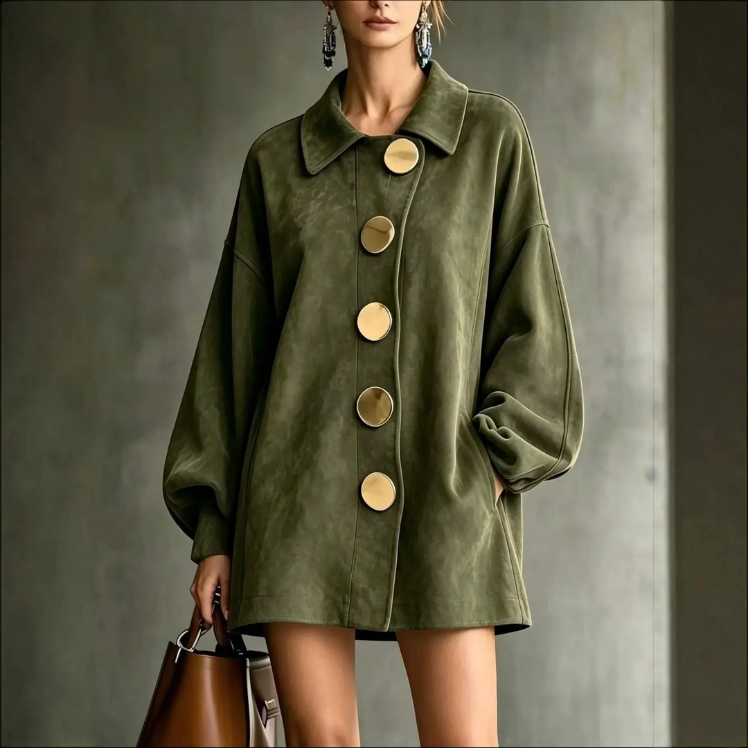 Iris | Mid-Length Lapel Jacket for Women in Olive