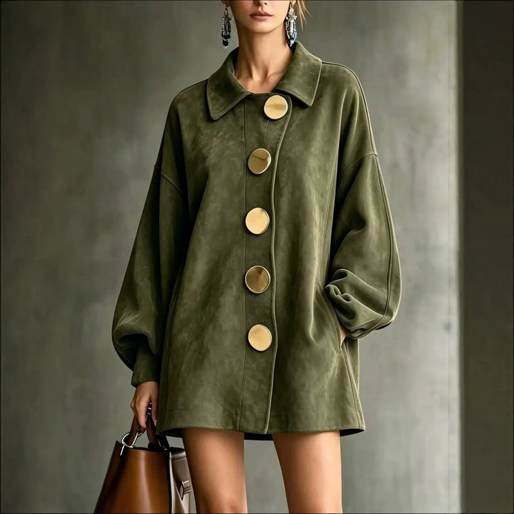 Iris | Mid-Length Lapel Jacket for Women in Olive