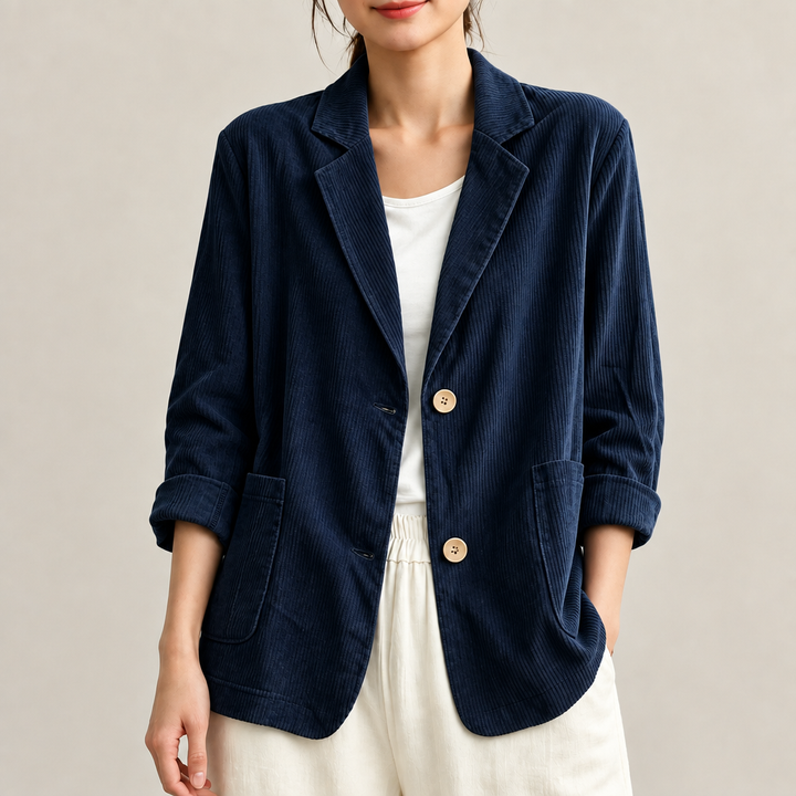 Vera | Notched-Lapel Blazer for Women in Navy Blue