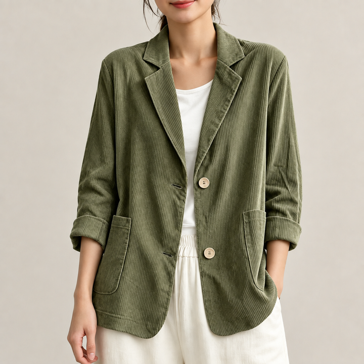 Vera | Notched-Lapel Blazer for Women in Olive