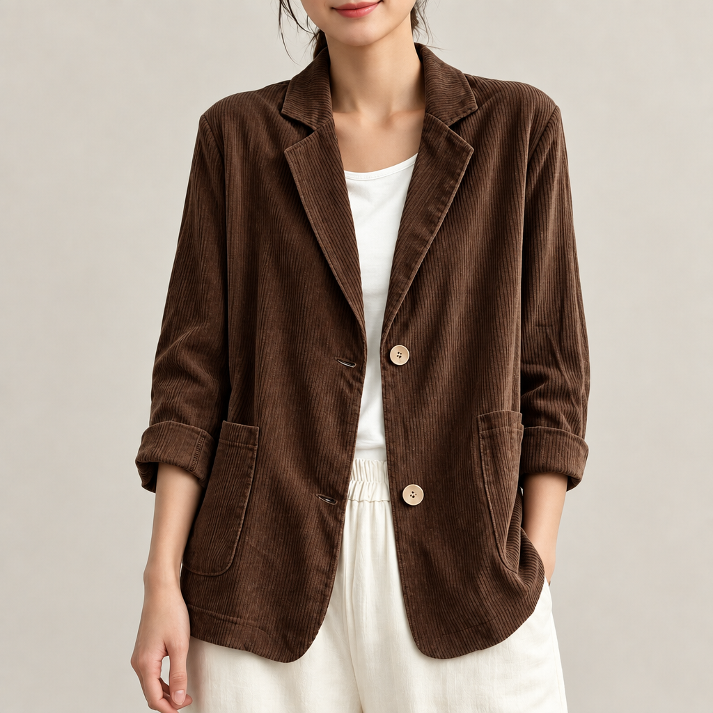 Vera | Notched-Lapel Blazer for Women in Coffee