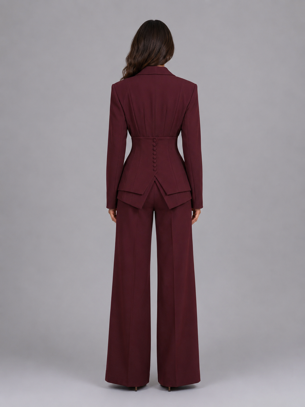 Celine | Cinched-Waist Wide-Leg Pants Suit for Women