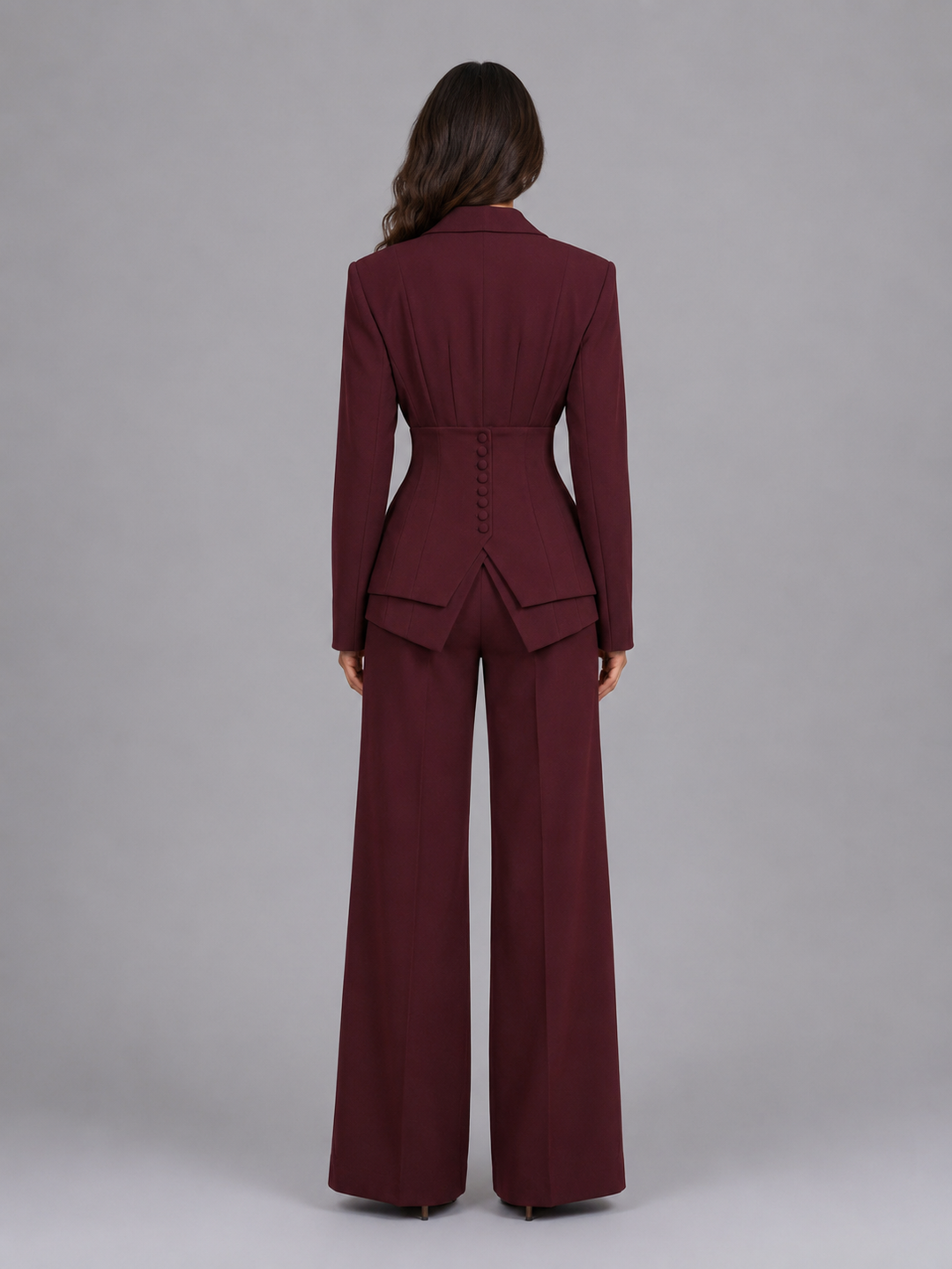 Celine | Cinched-Waist Wide-Leg Pants Suit for Women