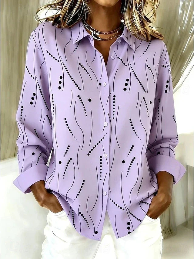 Esme | Abstract Print Button-Front Blouse for Women in Purple