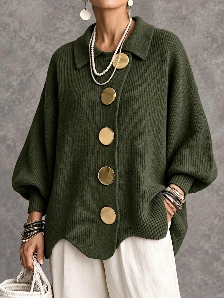 Edie | Oversized Button-Front Cardigan for Women in Green