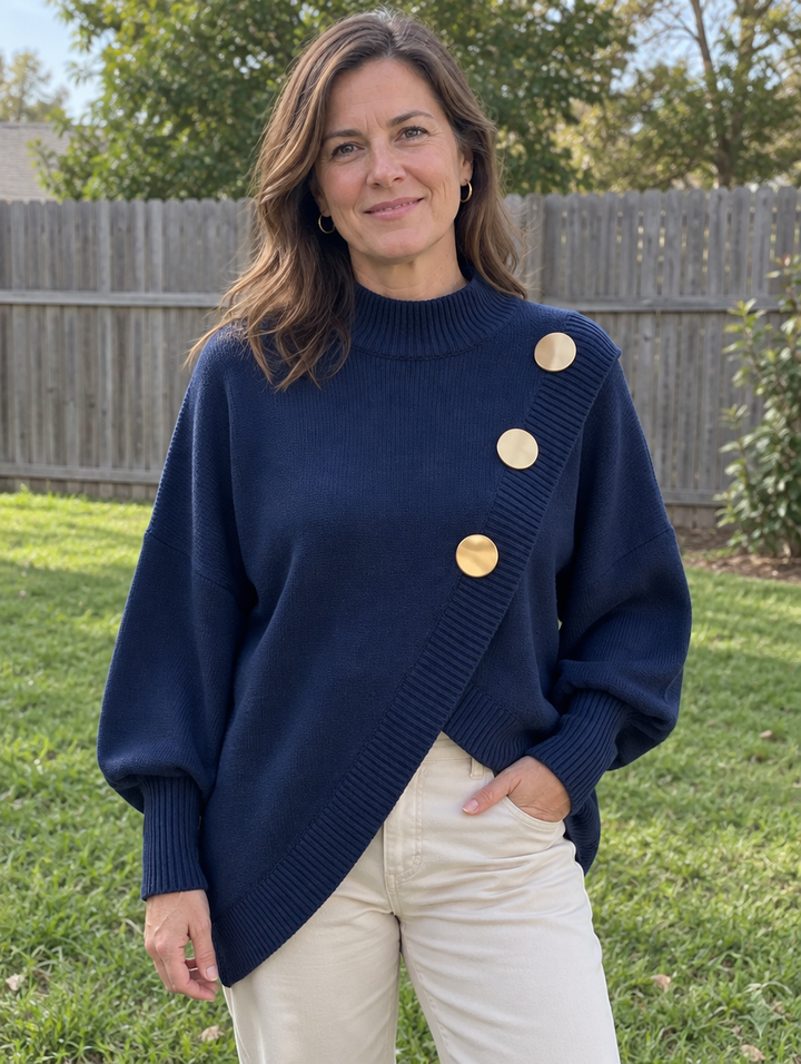 Etta | Button-Detail Crewneck Sweater for Women