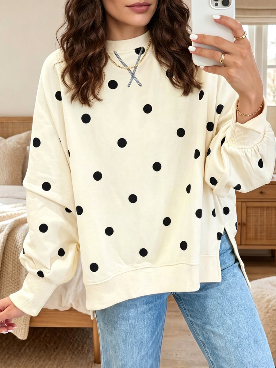 Poppy | Polka Dot Relaxed Sweatshirt for Women in Beige