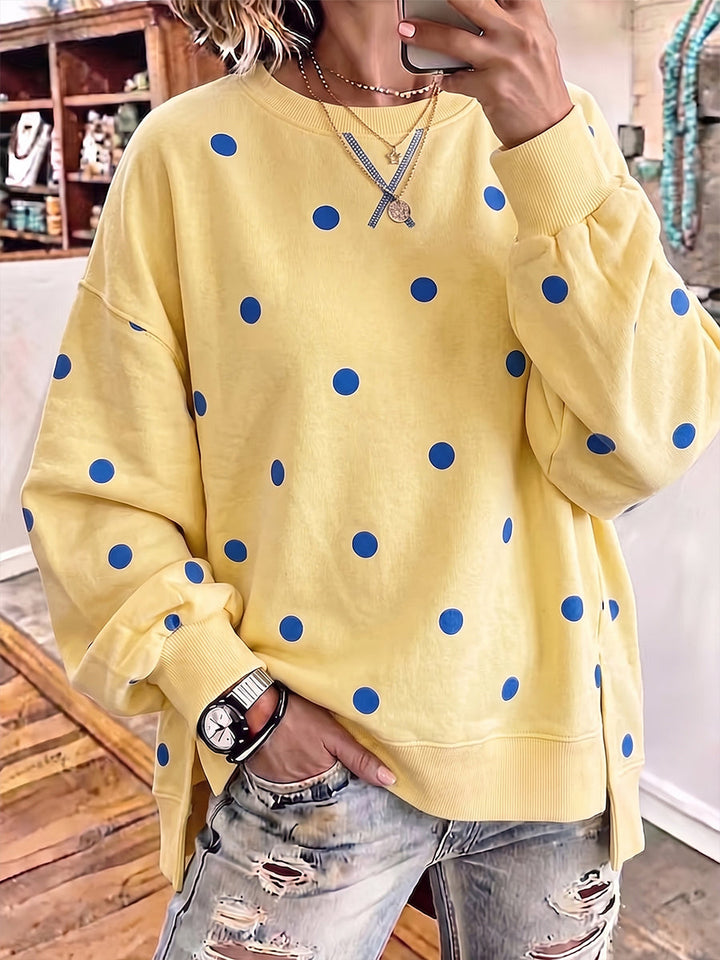 Poppy | Polka Dot Relaxed Sweatshirt for Women in Yellow
