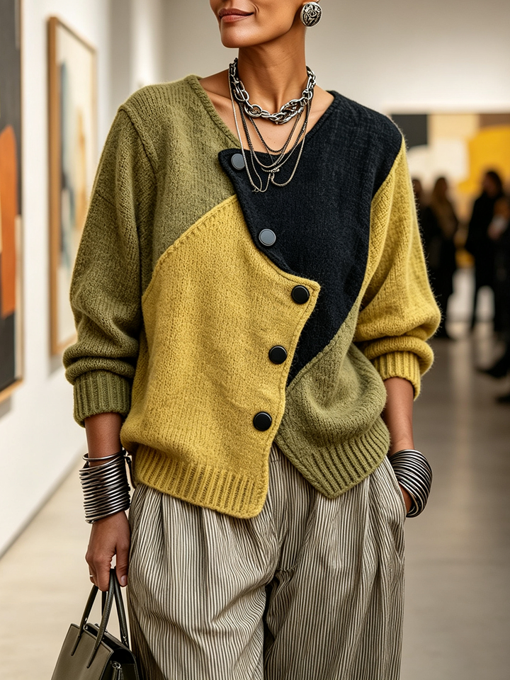 Tilda | Asymmetric Color-Block Sweater for Women