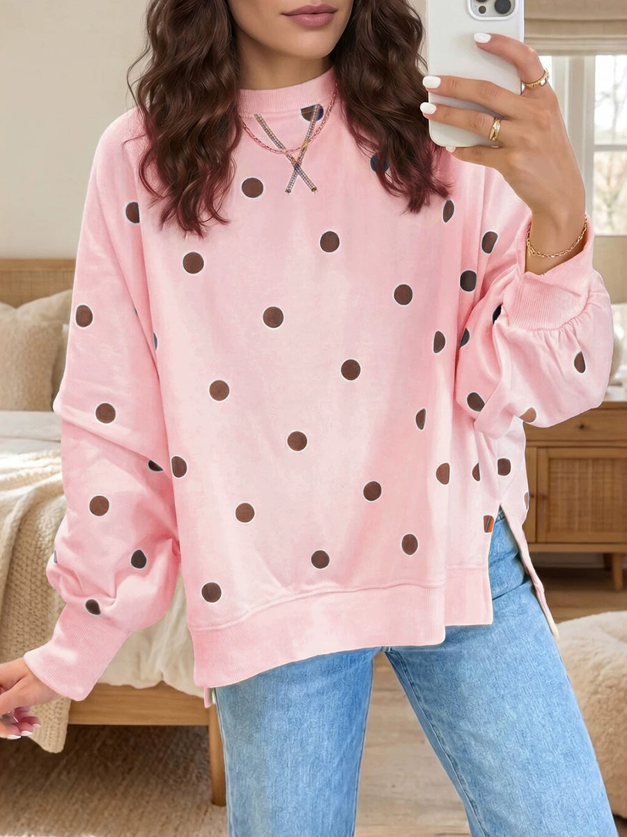 Poppy | Polka Dot Relaxed Sweatshirt for Women in Pink