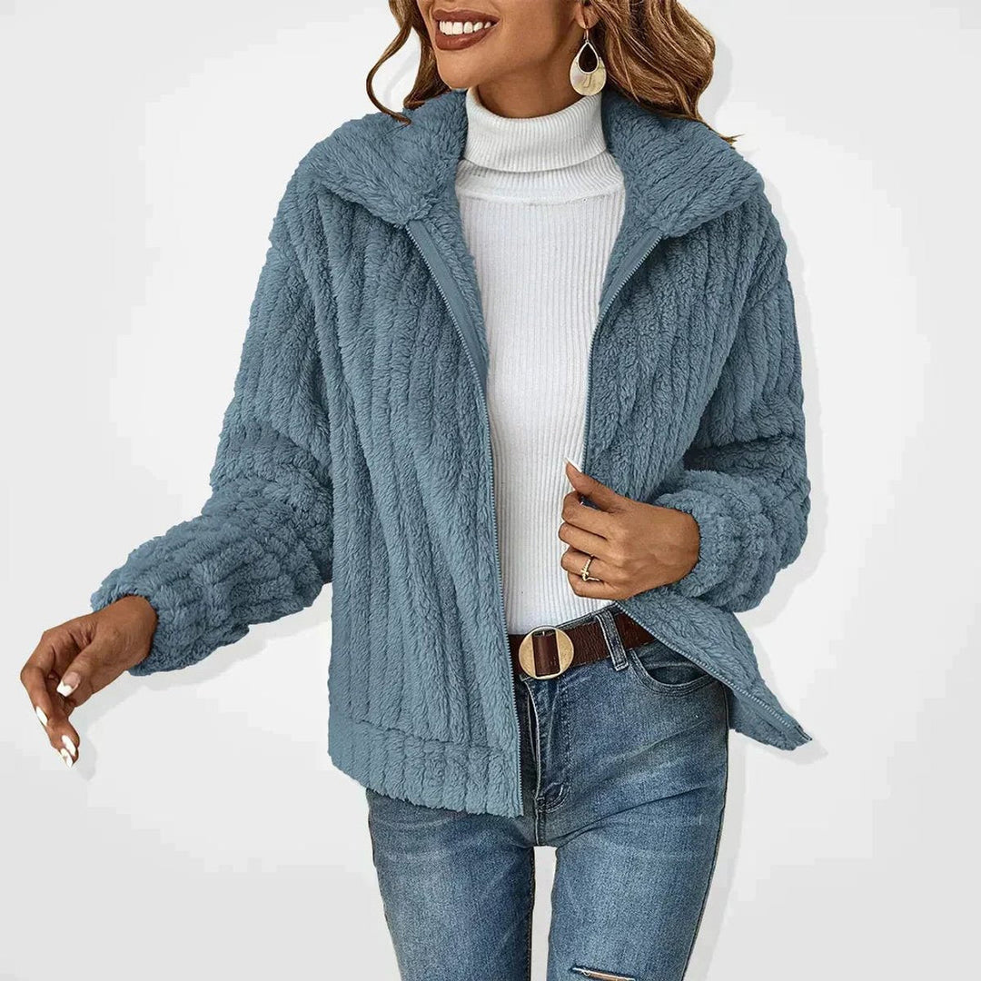 Willa | Plush Quilted Zip-Up Jacket for Women in Blue